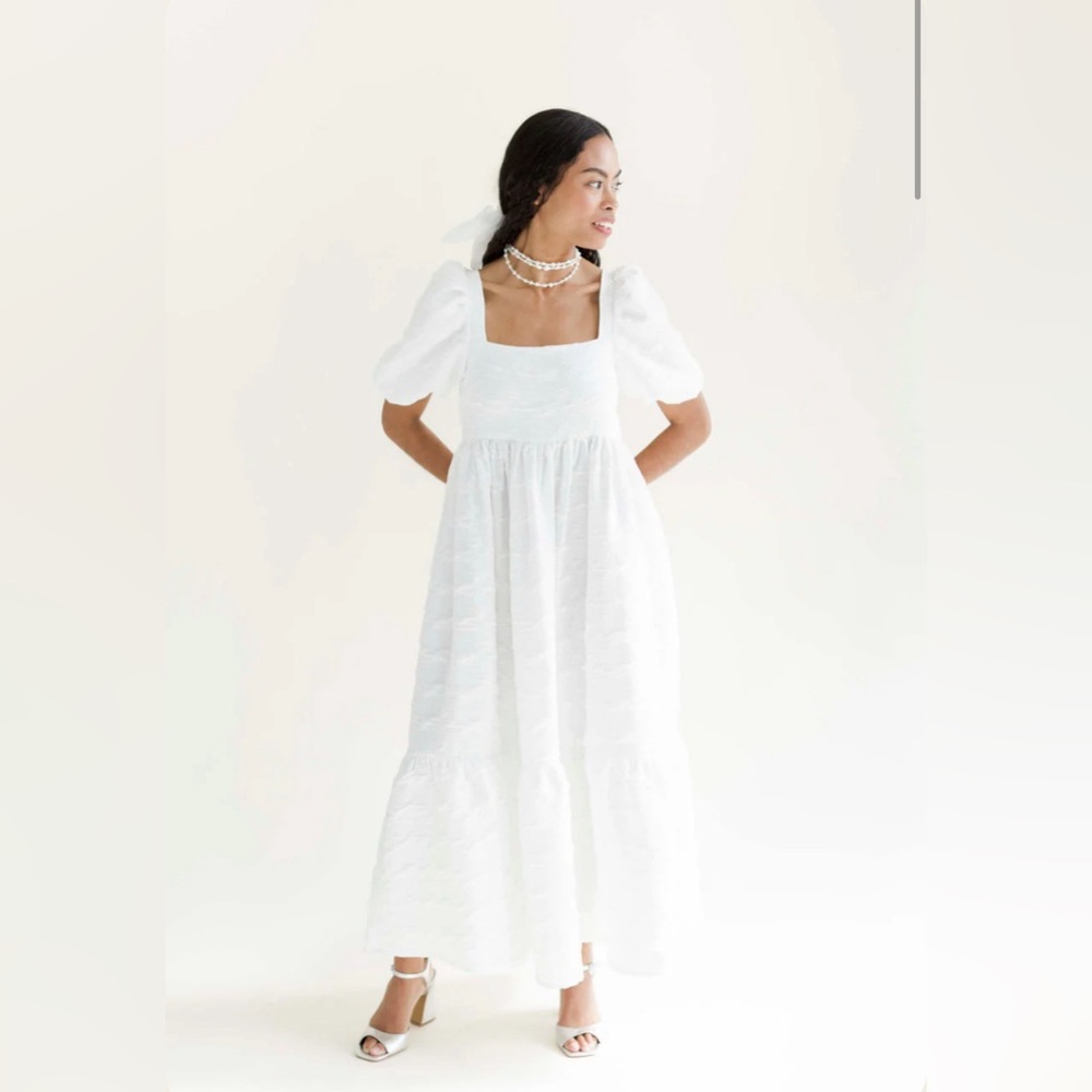 A BRONZE AGE White Puff-Sleeve Maxi Dress - Picture 8 of 8
